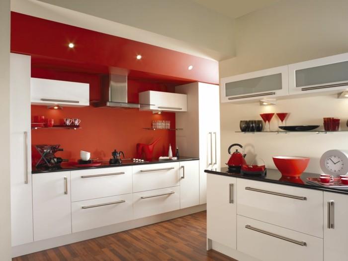 modernit keittiöt pienet keittiöt punaisilla aksentteilla
