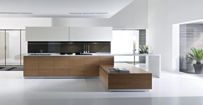 modernit keittiöt yksinkertaiset linjat valkoinen lattia