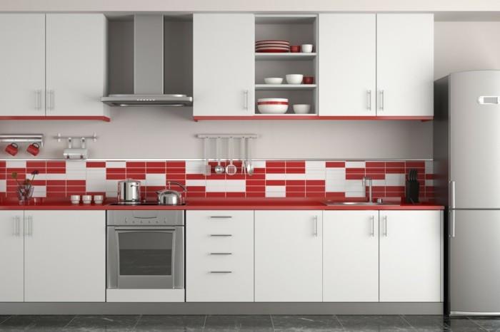 modernit keittiöt kirkas keittiö punaisilla aksentteilla