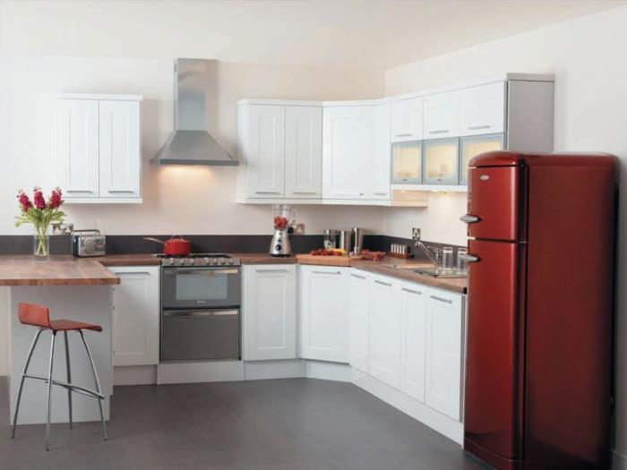 modernit keittiökalusteet suuret jääkaapit punainen