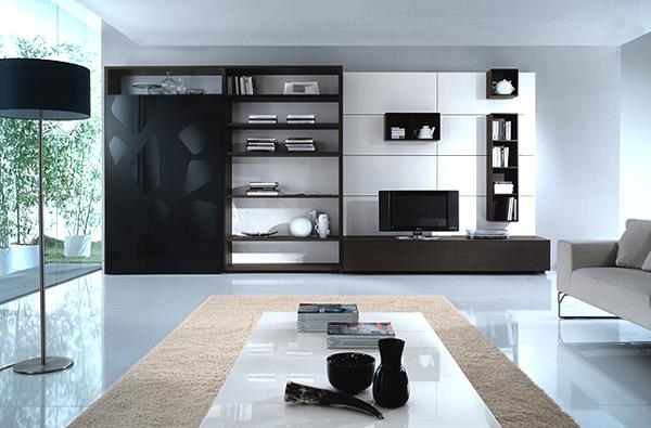 moderni minimalistinen olohuoneen suunnitteluideat värit seinäyksikkö