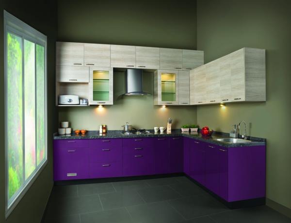 moduuli keittiökalusteiden suunnitteluideoita keittiö violetti ja beige