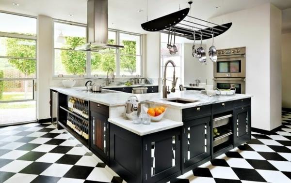 modulaariset keittiösuunnitteluideat keittiö musta ruudullinen lattia