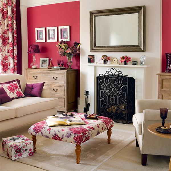 moderni punainen sisustus seinän väri aksentti sohva