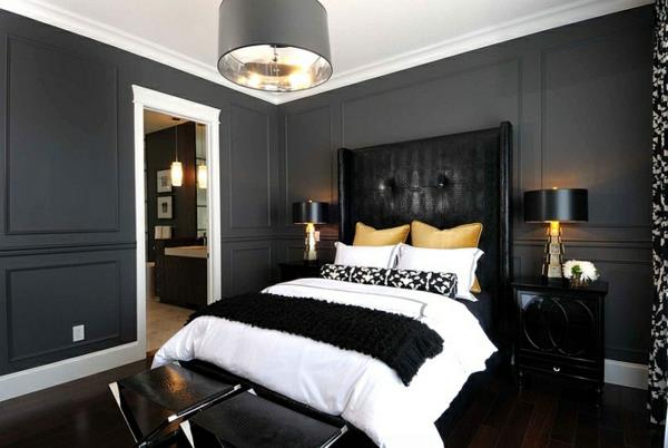 modernit makuuhuoneen värit mustavalkoiset aksentit heittävät tyynyjä