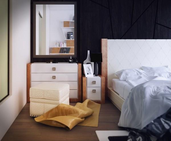 moderni suunnittelija makuuhuoneen nahkajuoksija okeria ja neliön jakkaraa