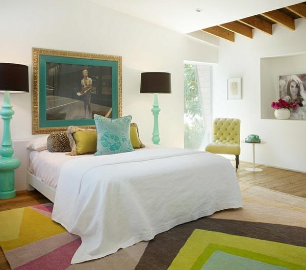 modernit makuuhuoneen huonekalut värisuunnittelu pastelliväriset lattiavalaisimet seisovat valot