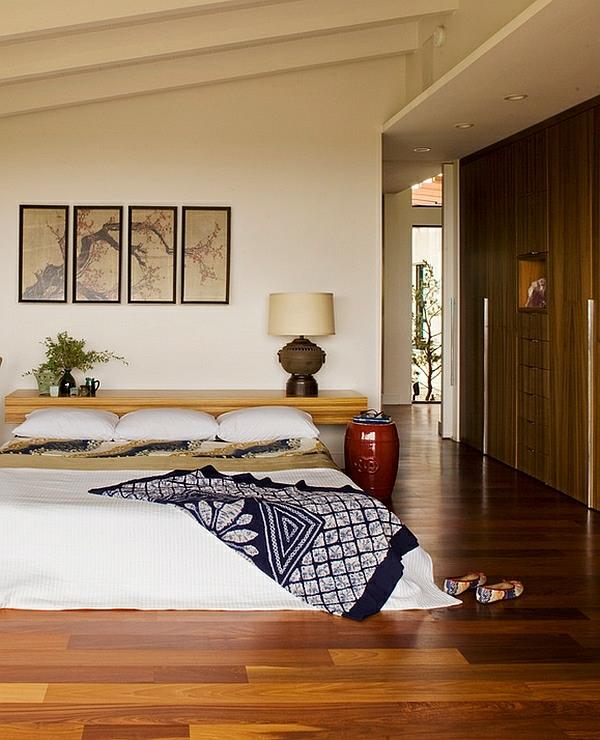moderni makuuhuone muotoilu kiinalainen puutarhajakkara yöpöydäksi