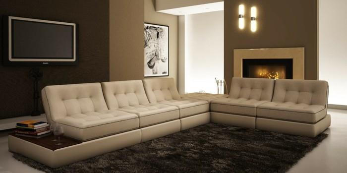 modernit sohvat verhoiltua nahkasohvaa beige ruskea matto syvä nukka