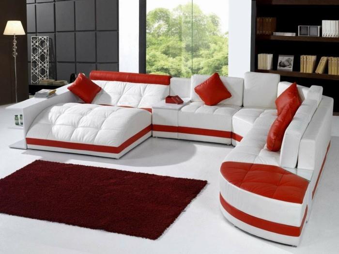 modernit sohvat nahkamoduulit punainen valkoinen nahkatyyny