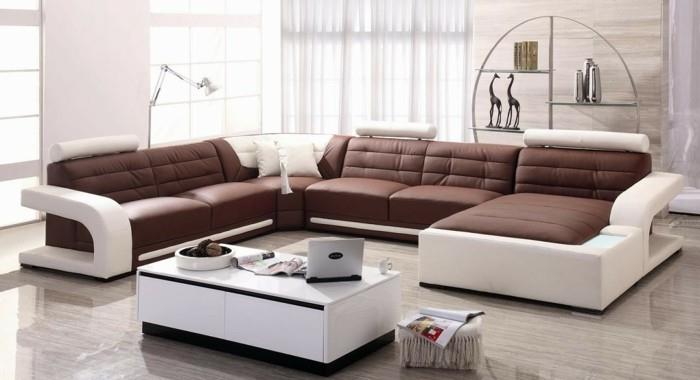 modernit sohvat valkoinen ruskea nahka olohuone ideoita