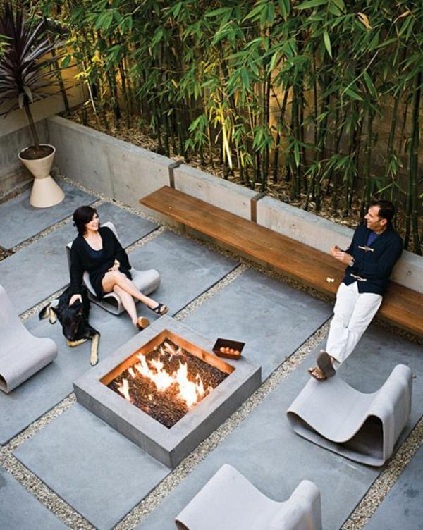 moderni terassi design kivi huonekalut puinen penkki