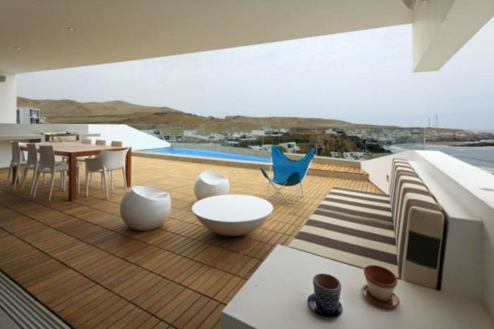 moderni terassi ideoita kuvia esimerkkejä suunnittelija lounge huonekalut puulattia allas