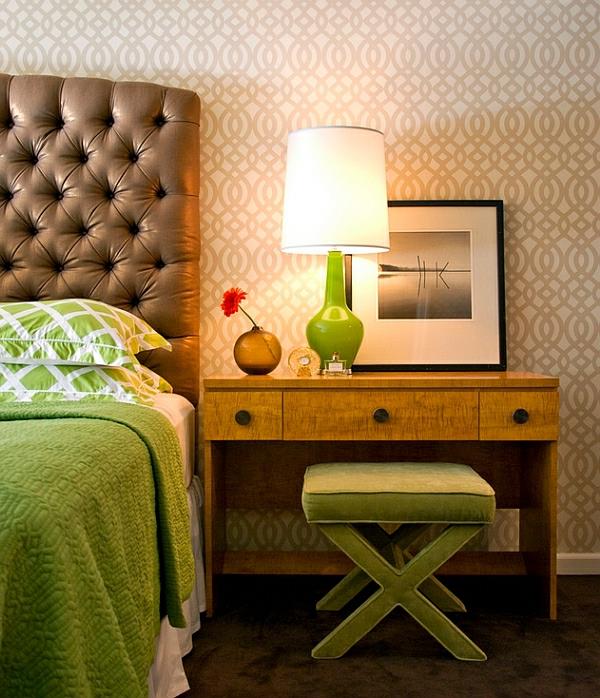 moderni pöytävalaisin vihreä jalka kiiltävä makuuhuone