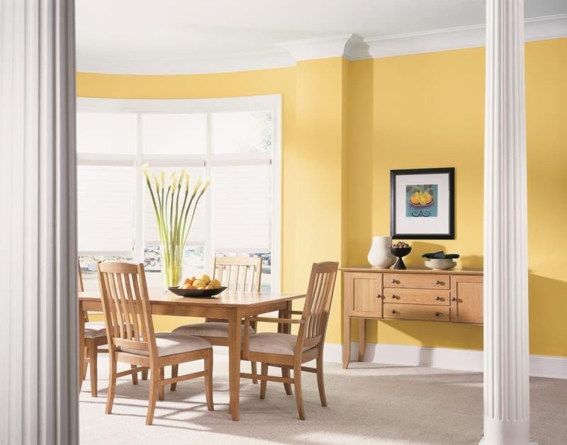 valitse modernit seinävärit ruokasalin seinäväri keltainen
