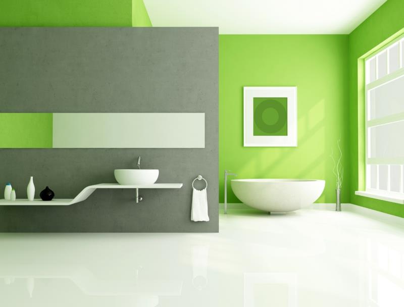 modernit seinän värit kylpyhuoneen seinän väri vihreä harmaa