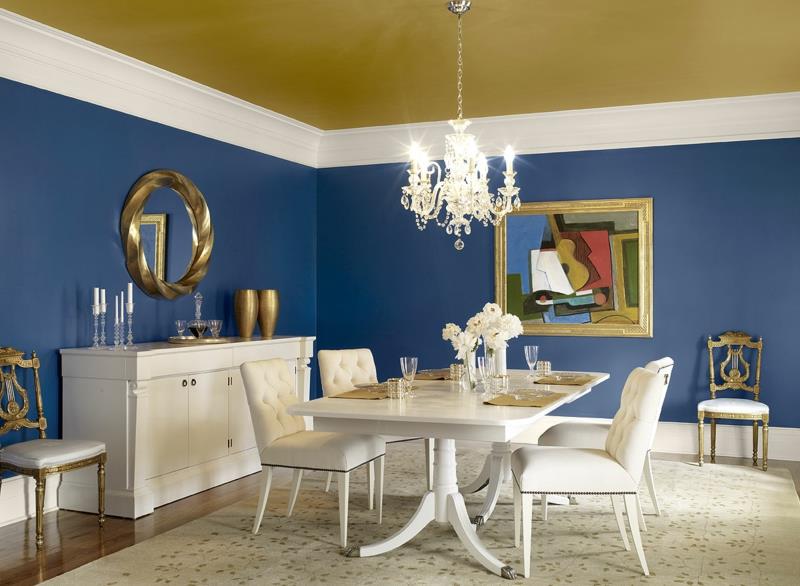 moderni seinämaali ruokasalin seinämaali sininen