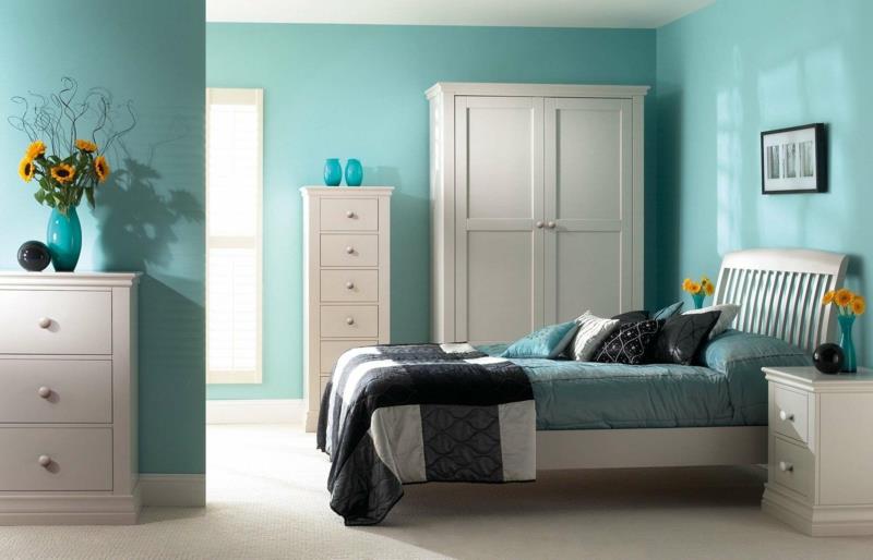 modernit seinän värit ideat makuuhuoneen seinän väri sininen