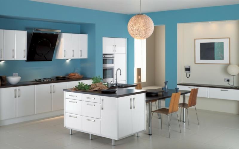moderni seinämaali keittiöseinän maalit sininen trendimaali
