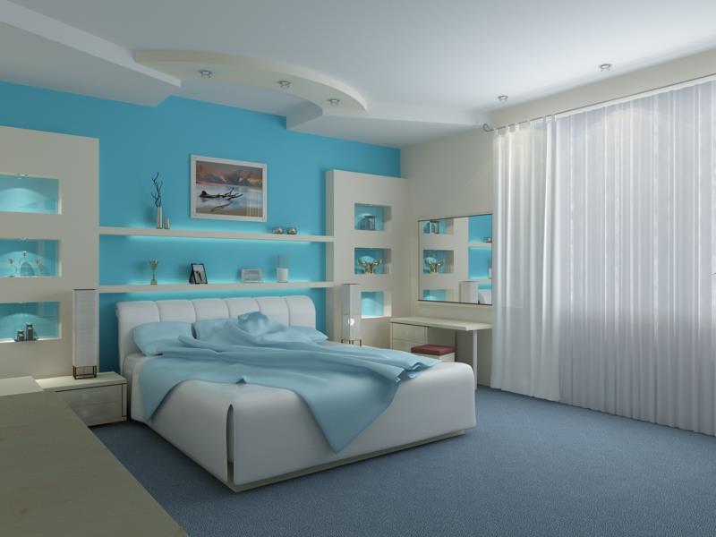 modernit seinän värit makuuhuoneen seinän väri sininen valo