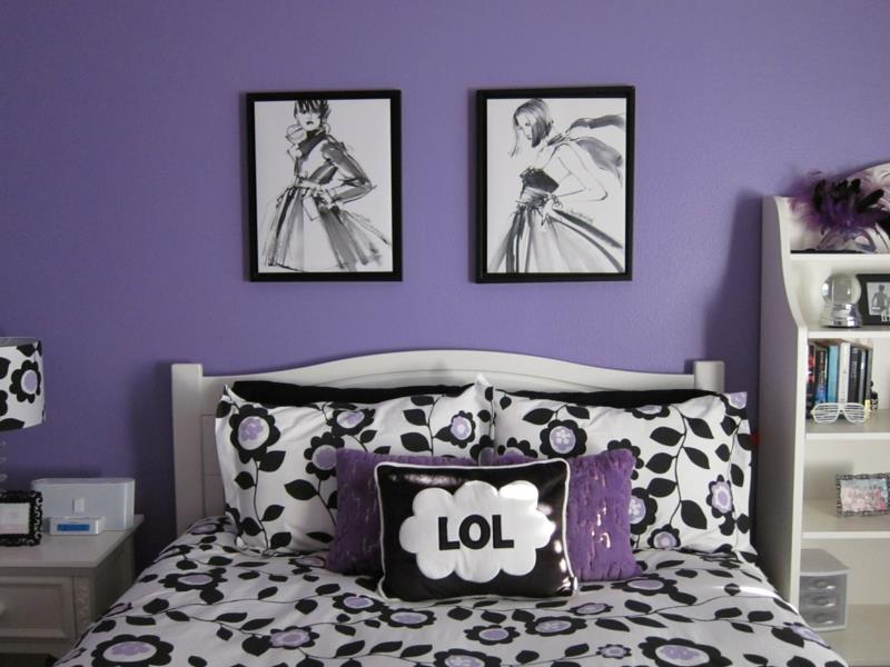 moderni seinämaali makuuhuoneen seinämaali violetti