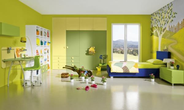 uudet seinävärit vihreä keltainen lastenhuone