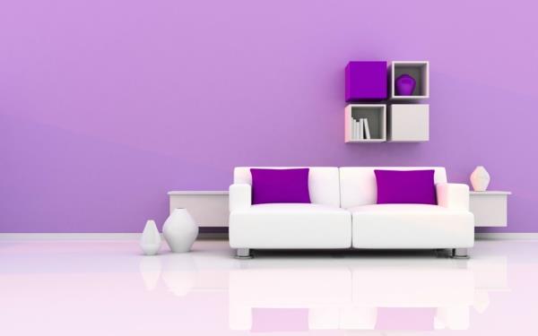 uudet seinän värit violetti minimalistinen valkoinen huonekalut