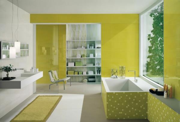uudet seinän värit kylpyhuoneen seinälaatat vihreä keltainen