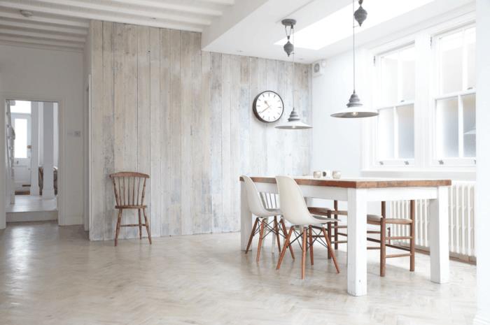 moderni seinäsuunnittelu minimalistinen keittiö puuseinä
