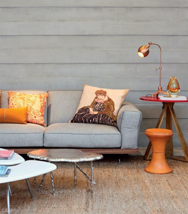 moderni seinäsuunnittelu olohuone sohva sohvapöytä seinäpeite puu