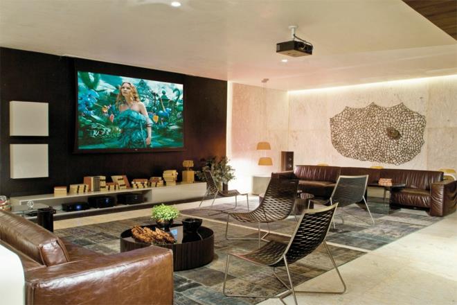 moderni seinäyksikkö olohuoneen huonekalut sisustusideoita puuseinä -tv -seinä
