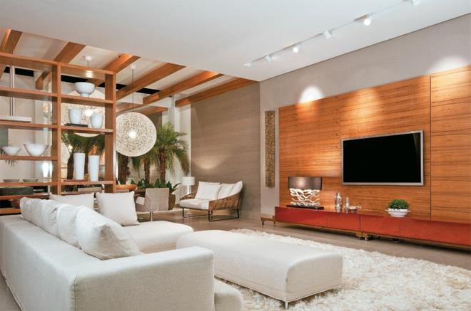 moderni seinäyksikkö olohuoneen sohva valkoinen sisustusideoita mattolattia puuseinä