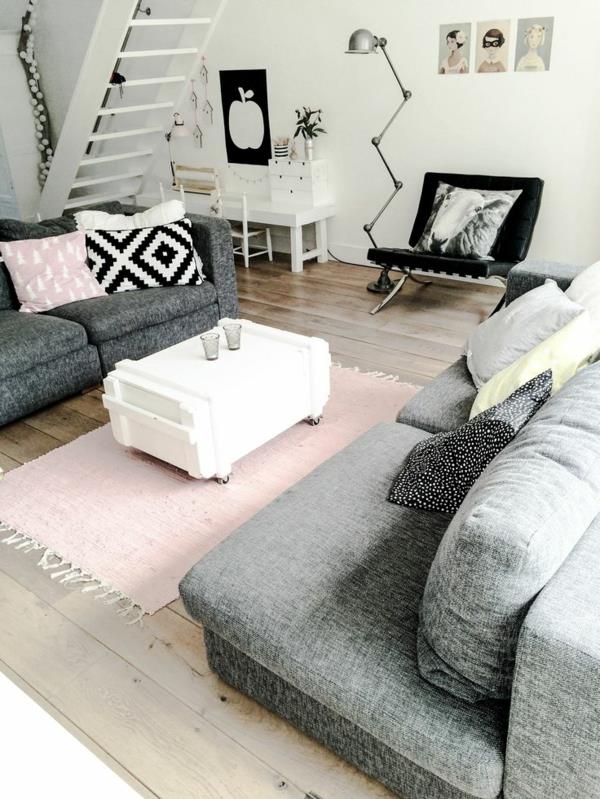 moderni olohuone suunnittelu tyylikäs vinkkejä vaaleanpunainen juoksija