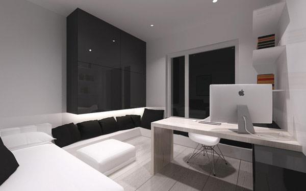 moderni nykyaikainen arkkitehtuuri yksinkertainen opiskelu sohva