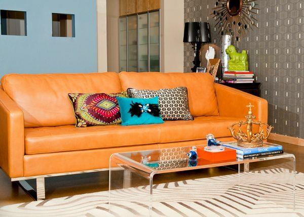 moderni akryylilasi sohvapöytä olohuoneen sohva oranssi läpinäkyvä kirjoja