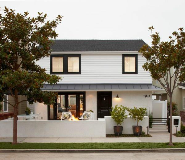 etupihan suunnittelu valkoisen talon betoniseinä