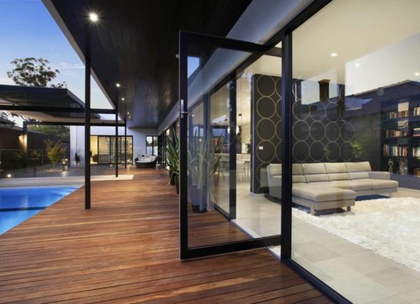 moderni arkkitehti talo balaclava road puu verannan ovi