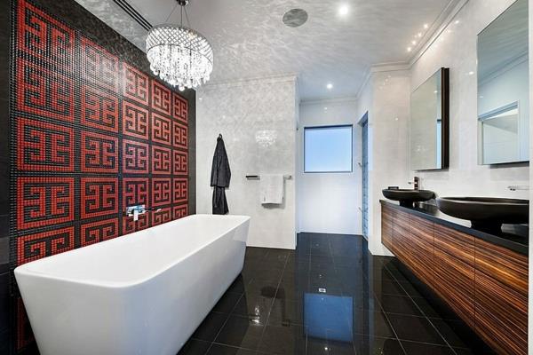 moderni arkkitehti talo valaistus kylpyhuone kylpyamme laatat