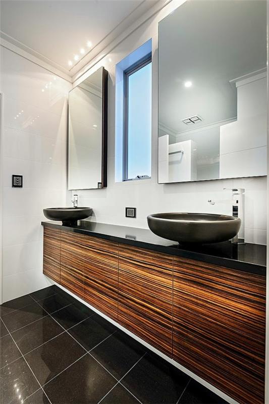 moderni arkkitehti talo valaistus kylpyhuone peili pesuallas musta