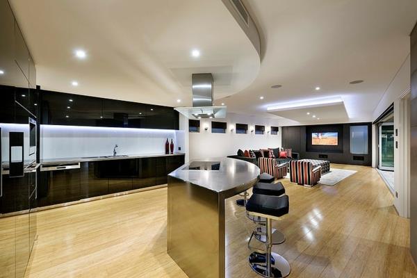 moderni arkkitehti talon valaistus olohuone keittiö