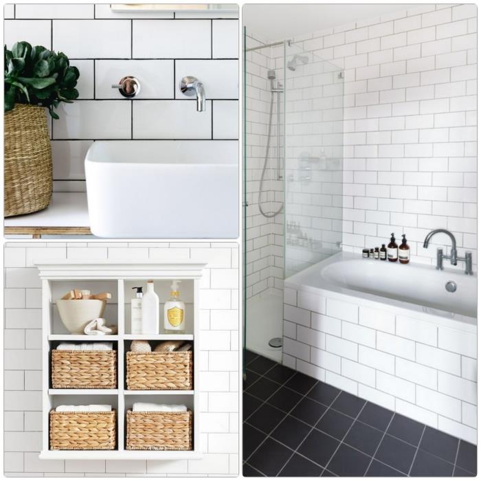 modernin kylpyhuoneen sisustus valkoiset kylpyhuoneen laatat kylpyhuonekalusteet