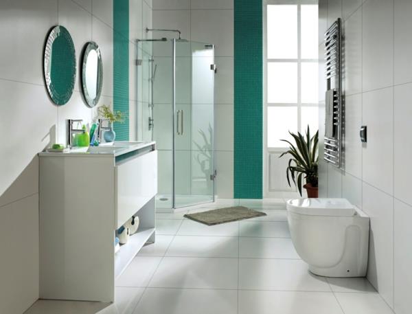 modernit kylpyhuoneideat sinivihreät laatat