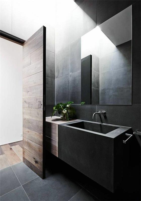 modernit kylpyhuoneen mustat sisustuskasvit