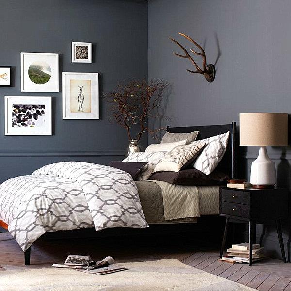 moderni sänky mustat huonekalut makuuhuone