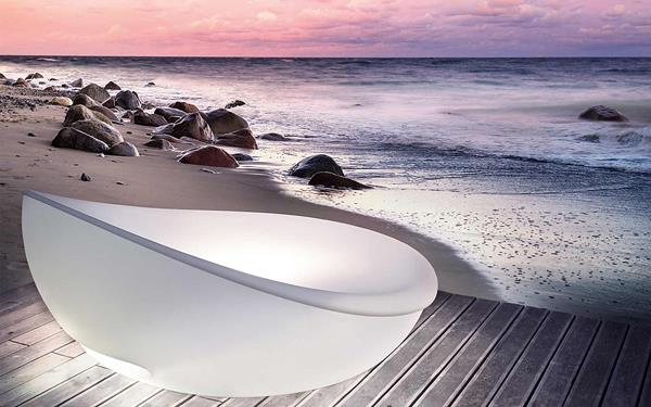moderni design -sohva laguunin valkoinen LED -valaistus
