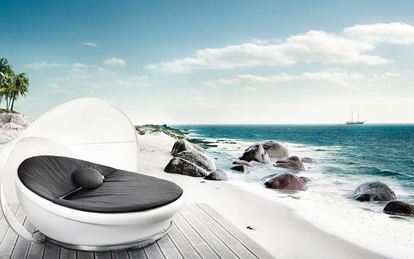 moderni design -sohva laguuni valkoinen väri ranta ilmainen