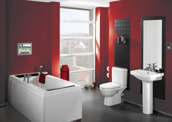 modernit tummanpunaiset kylpyhuoneen suunnitteluideat