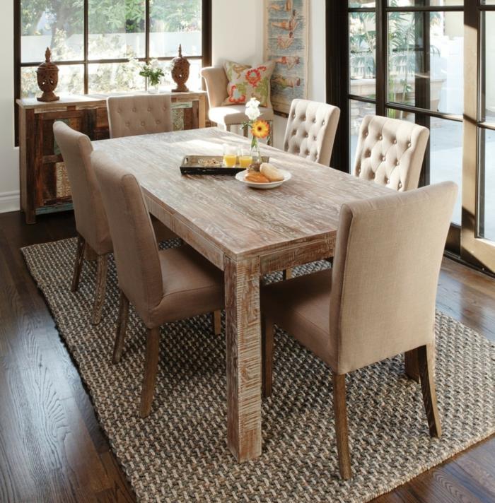 moderni ruokasali puinen pöytämatto tyylikkäät tuolit
