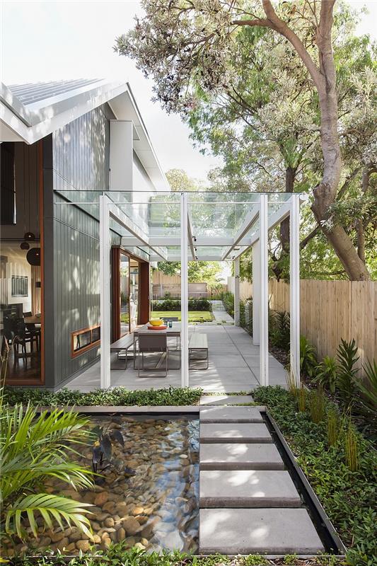nykyaikainen talo coogee residence sydney ulkomuoto lasitettu kuistilasi pergola