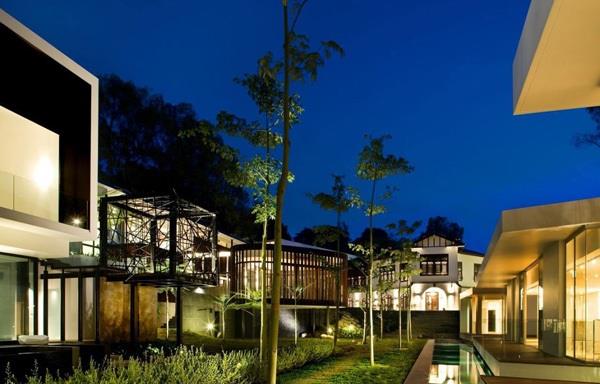moderni talo näytön talo singapore ulkopuoli kestävä arkkitehtuuri puutarhavalaistus